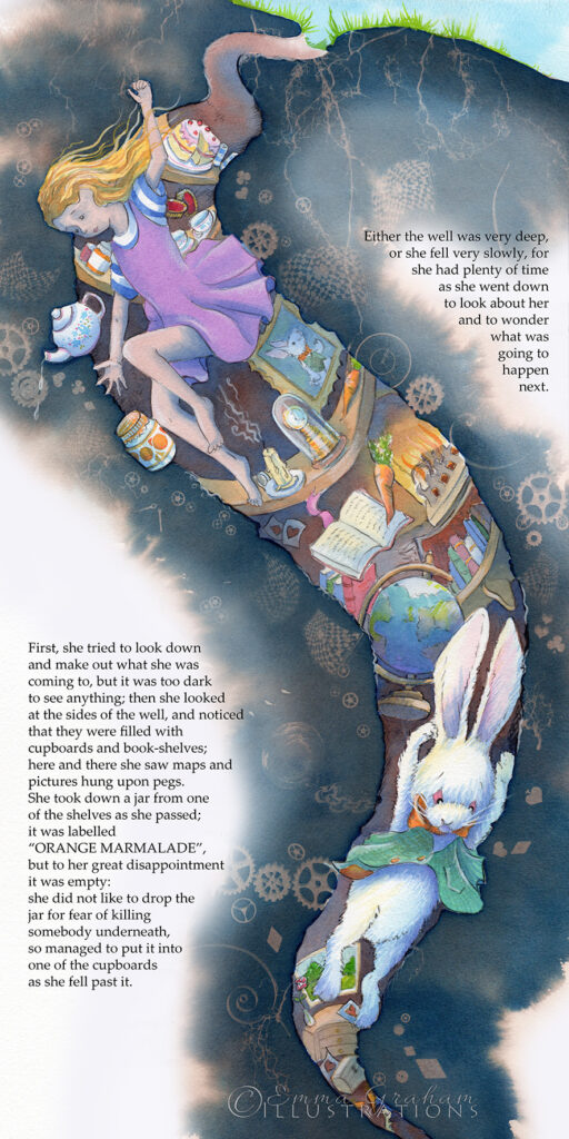 Alice falls down the rabbit hole