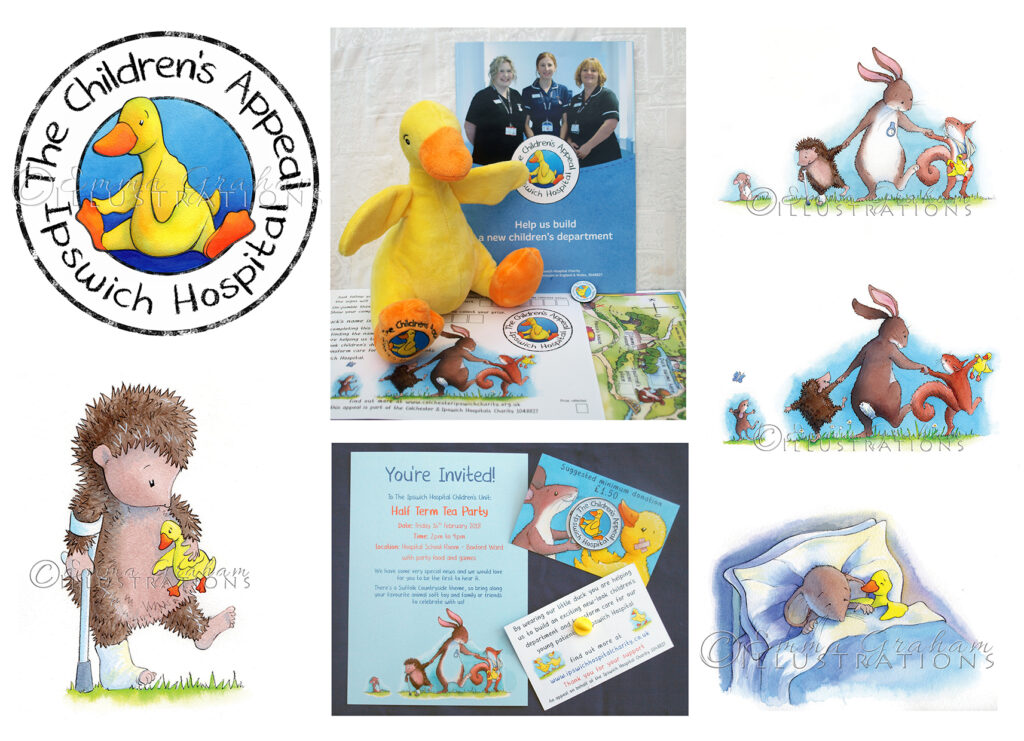 woodland animals branding and duck logo for the Children's Appeal at Ipswich Hospital