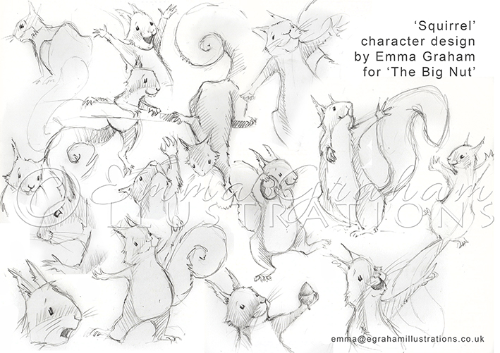 pencil drawings of squirrel character